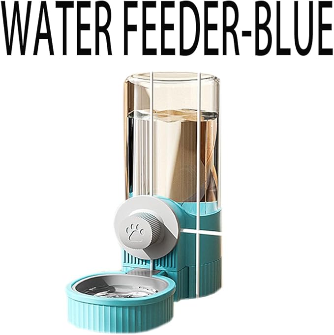 Cage Hanging Bowl Refillable Food Bowls Pet Dog Cat Bowls Kennel Crate Double Bowls for Food and Water with Automatic Water Food Dispense Feeder for Puppy Cat Rabbit (Water Bowl-Blue)