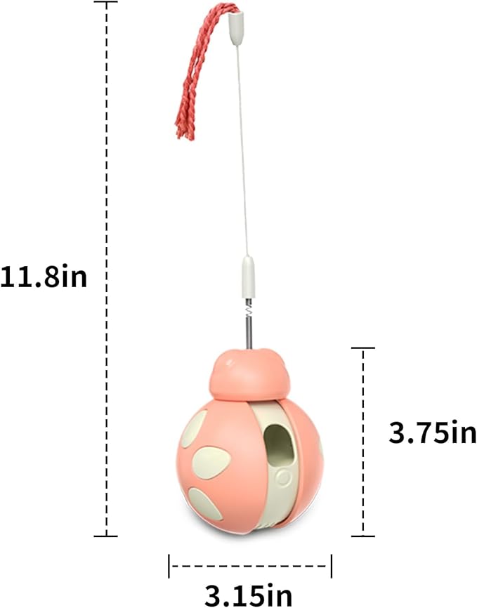 Crazydeer Cat Puzzle Toy for Indoor Cats - Ladybug Design with Treat Dispenser, Tumbler Ball & Detachable Wand Toy | Durable & Safe Interactive Pet Teaser Toy (Pink)