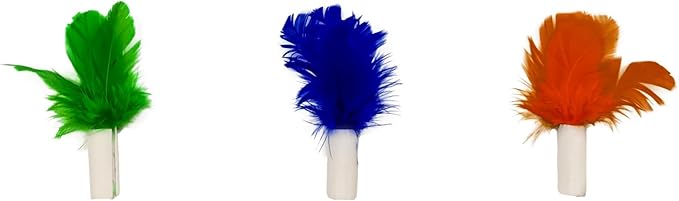 Crazydeer Cat Toy Replaceable Feathers, 3Pcs Interchangeable Attachments Cat Feather Toys, Feathers Replacement and Soft Furry Accessories for Indoor Cats