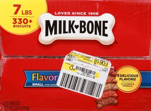Milk-Bone Dog Treats, Flavor Snacks, Small Biscuits, 14lbs | 2 Pack of 7lbs | Crunchy Texture | Reduces Tartar