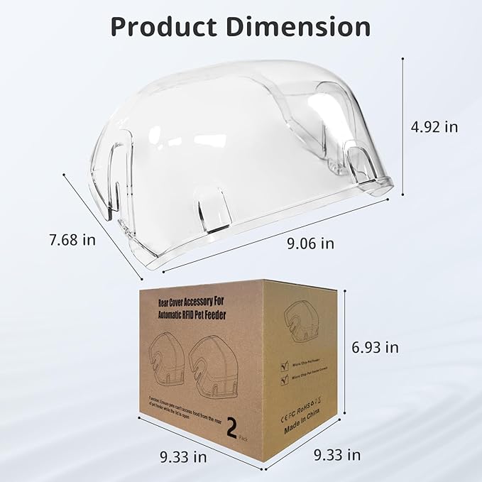 Rear Cover for Automatic Microchip Cat Pet Feeder - Prevents Persistent Pet from Getting Food from The Back of The Feeder (2 Pack)