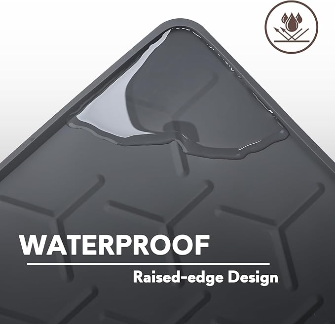 Cat Litter Box Mat, Silicone Kitty Litter Mat, 24" X 16" Waterproof Silicone Pad for Floor, Dark Gray