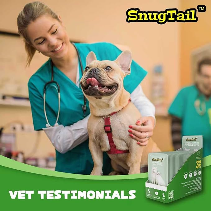 Pet Glove Wipes for Dogs & Cats,Shedding Control, Dander Removal & Paw Cleaning, Travel Essentials for Pets(32 Individual Pack)