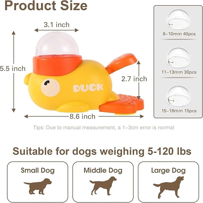 Duck Cat Treat Dispenser, Duck Pet Treat Dispenser, Yellow Ducks Cat Feeder Toy, 2-in-1 Interactive Dog Puzzle Toy & Slow Feeder for Small Medium Dogs and Cats, IQ Training (Pink)