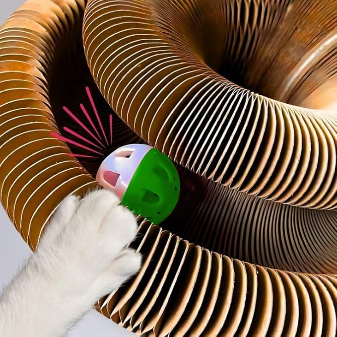 Greenwich Kitty Kurlz Reversible Infinity Cat Toy – Durable Magic Organ Made from Recycled Corrugated Cardboard | Eco-Friendly, Long-Lasting Scratcher & Cat Treat Puzzle Play Toy for Cats (Pack of 1)