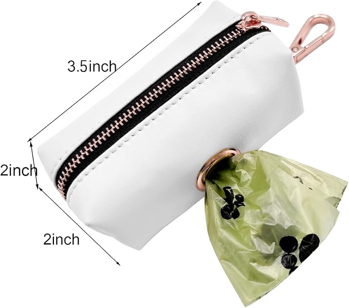 Soft Leather Dog Collar and Leash (6.6') Set - Stylish Rose Gold Heavy Duty Metal Buckle, 4 Adjustable Lengths Leash for Small Medium Large Dogs - Comfortable & Easy to Clean White Poop Bag Holder