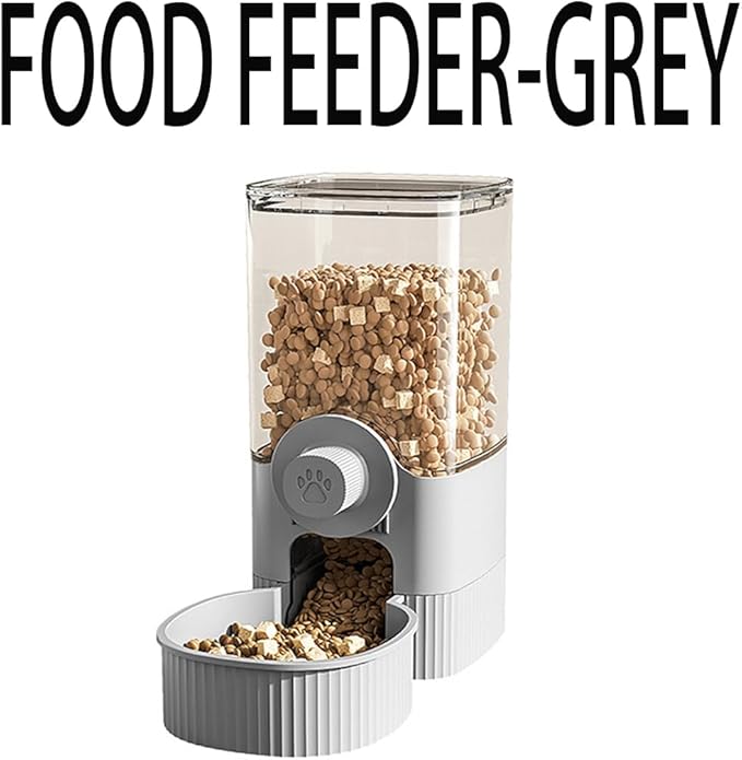 Cage Hanging Bowl Refillable Food Bowls Pet Dog Cat Bowls Kennel Crate Double Bowls for Food and Water with Automatic Water Food Dispense Feeder for Puppy Cat Rabbit (Food Bowl- Grey)
