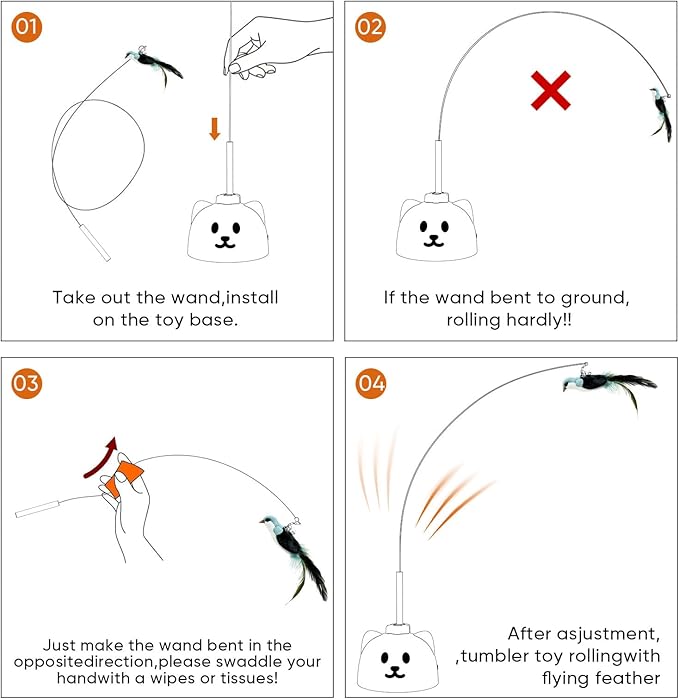 Interactive Cat Toys for Indoor Cats - Automatic Flying Bird Feather Toy, USB Rechargeable Electric Cat Teaser with Sticky Suction Base, Smart Motion Activated Self-Play Enrichment Toy for Bored Cats