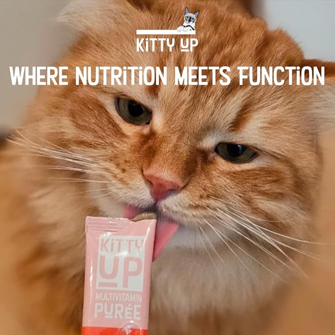 Kitty Up Lickable Cat Treats -Real Tuna Multivitamin Puree with Lysine & Taurine for Indoor Cats | Grain-Free, Squeeze Tube (12 Pack)