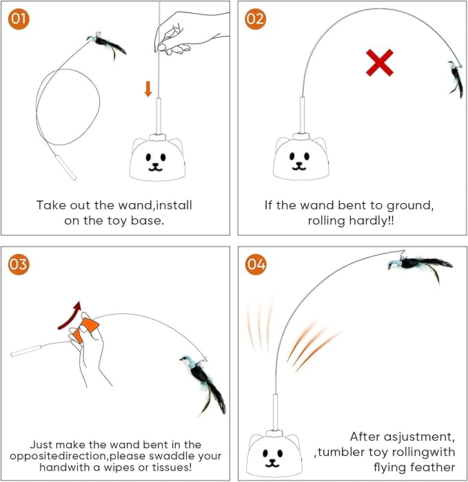 CATPICK Interactive Cat Toys for Indoor Cats - Automatic Flying Bird Feather Toy, USB Rechargeable Electric Cat Teaser with Strong Sticky Base, Smart Motion Self-Play Toy for Bored Cats(Green)