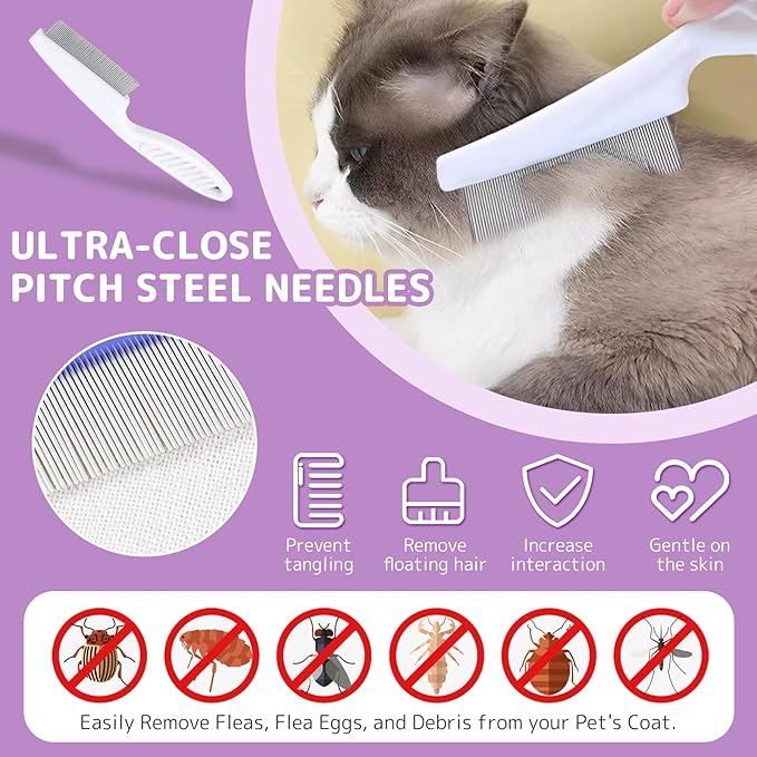 Cats Steam Brush for Cats,Rechargeable Grooming Tool for Cats & Dogs, Anti-Static Design, Delivers Massage, Cleansing, Shedding, Include Flea Comb, Nail Clippers, Pet Toothbrush,Cleaning Solution