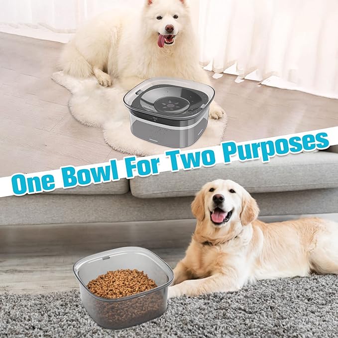 UPSKY 70oz Dog Water Bowl 2L No Spill Dog Bowls Large Capacity Spill Proof Slow Water Feeder, No Splash Dog Bowl Pet Water Dispenser Vehicle Carried Travel Slow Drinking Bowls for Messy Drinkers, Cats