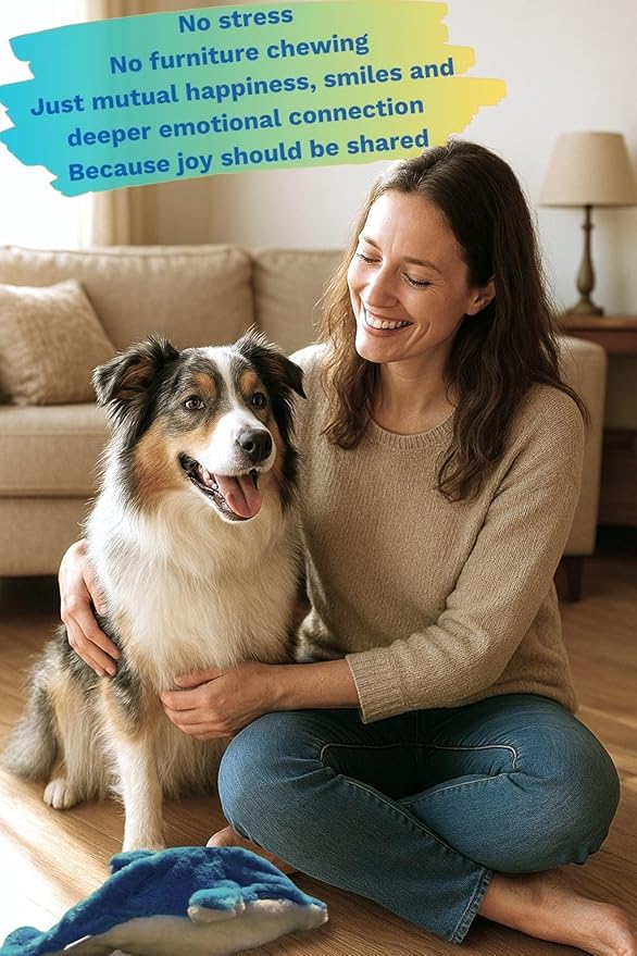 Crinkle Dog Toy – No stuffing Squeaky Dog Toy for Small, Medium & Large Breeds, Interactive Tough toy set - Ideal for Chewing, Teething & Fetch, Durable Pet-Safe Materials - Soft Blue Plush, Large