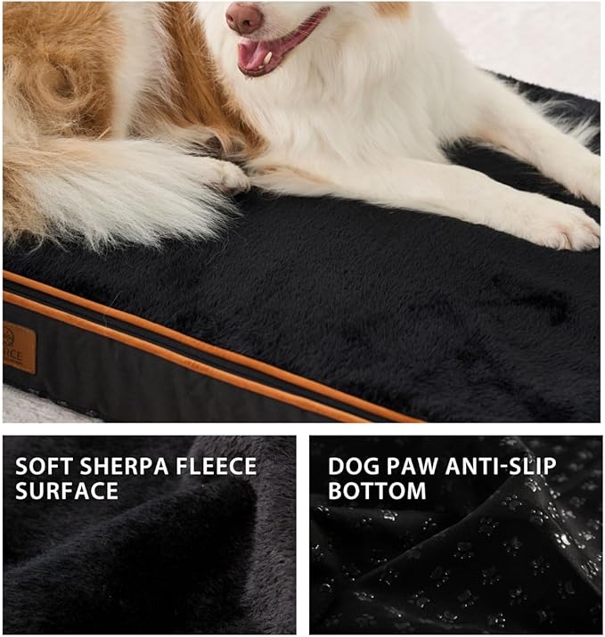 Memory Foam XL Dog Bed - 4” Thick Orthopedic Beds for Extra Large Dogs - Waterproof Dog Bed with Removable Washable Cover & Wrap-Around Zipper - Ultimate Comfort and Easy Maintenance