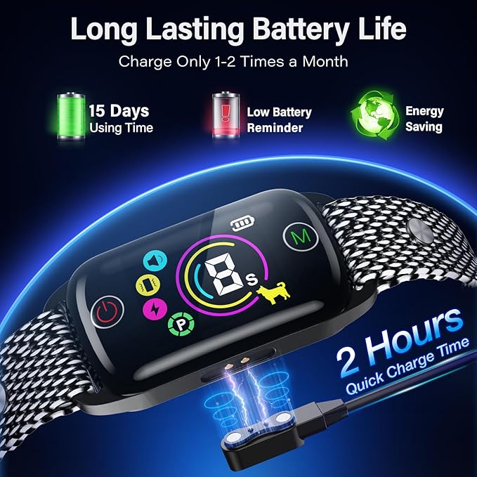 Dog Bark Collar for Large Medium Small Dogs, Rechargeable Bark Collar, Anti Barking Training Collarwith 8 Sensitivity Levels, Beep/Vibration Modes, Auto Correction for Dogs, IP67 Waterproof