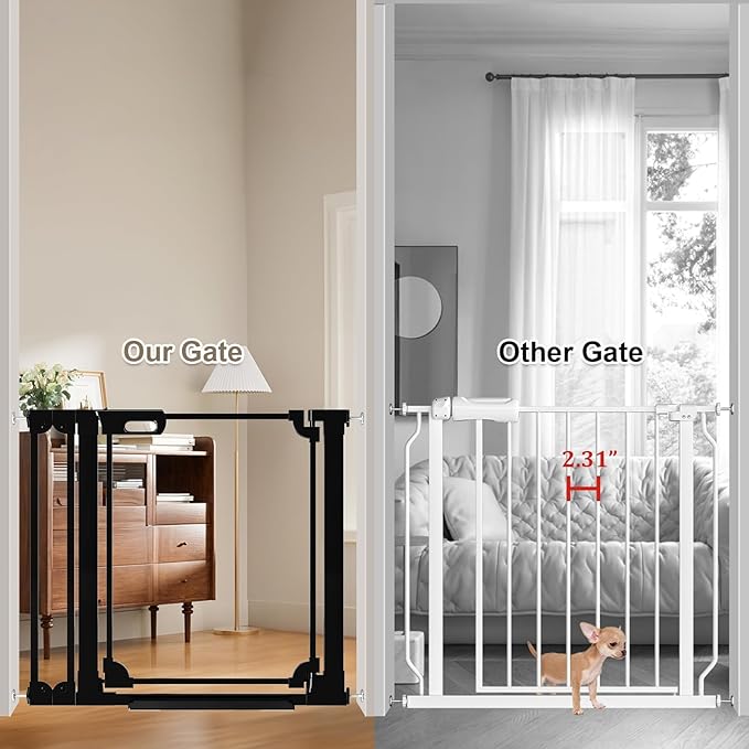 WAOWAO Clear Baby Gate for Stairs Modern Design Acrylic Auto Close Pet Gate, 29.52-37.79" Wide Safety Baby Gate for Doorways,Black Clear Dog Gates Indoor,Hallways,Kitchen