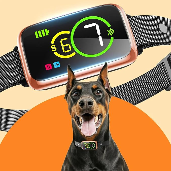 1S Stop Barking Smart Dog Bark Collar, Humane Anti Barking Device with Beep & Vibration, 7 Adjustable Sensitivity, Ultra-Light Bark Collar for Small Medium Large Dogs IP67 Waterproof Indoor Outdoor