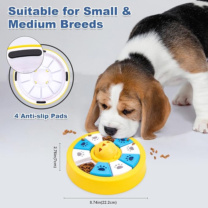 YuLohass Interactive Dogs Toys for Slow Feeder, Pets Puzzle Feeders for Food Dispenser, Cat Treat Puzzle Feeder for Medium Small Dogs Cats IQ Training Reducing Boredom Intelligence Improving (Yellow)