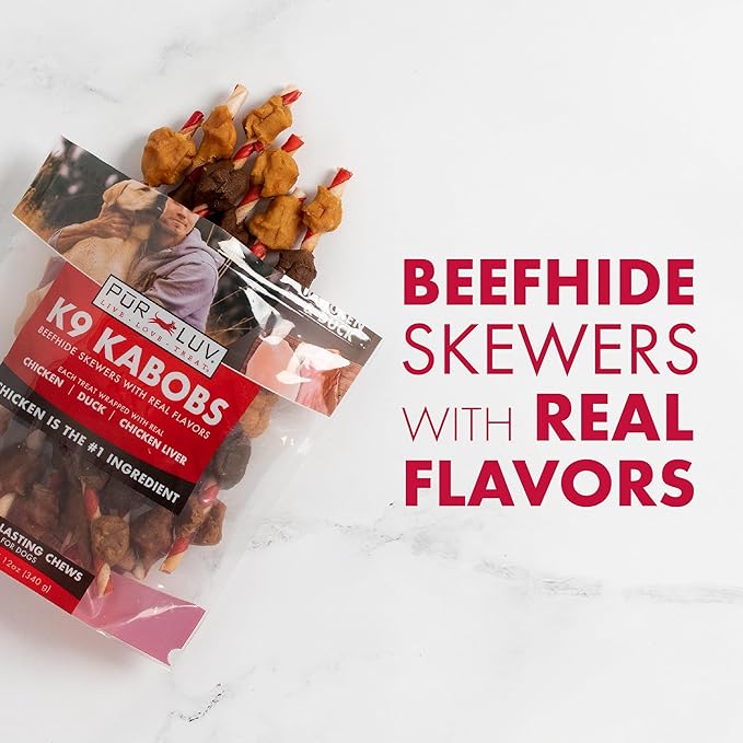 Pur Luv Dog Treats, K9 Kabobs Made with Real Chicken, Duck, and Sweet Potato, 12 Ounces, Dog Snacks, Healthy, Easily Digestible, Long-Lasting, High Protein Treat, Satisfies Urge to Chew
