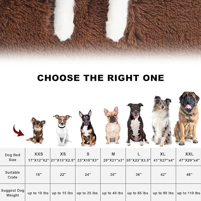 Bedfolks Waterproof Crate Bed, Plush Dog & Cat Kennel Pad with Removable Cover, Faux Fur, Washable, 21"x13", Solid Brown