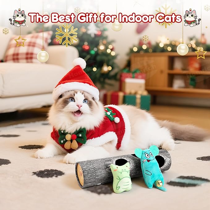 Homrich Interactive Cat Puzzle Toys for Indoor Cats, Hide Seek Funny Cat Toys with Plush Catnip Toys, Self Play Fun for Kitten Adult Bored Cats, Engages Hunting Instincts