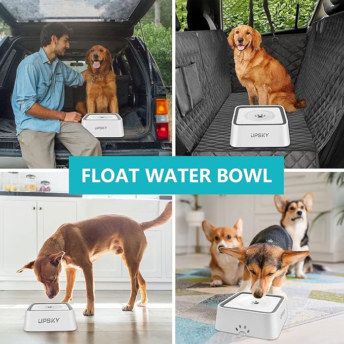 UPSKY Dog Water Bowl Upgrade 70oz Large Capacity No Spill Slow Feeder Vehicle Carried 2L Pet Water Dispenser Travel Bowl for Dogs, Cats