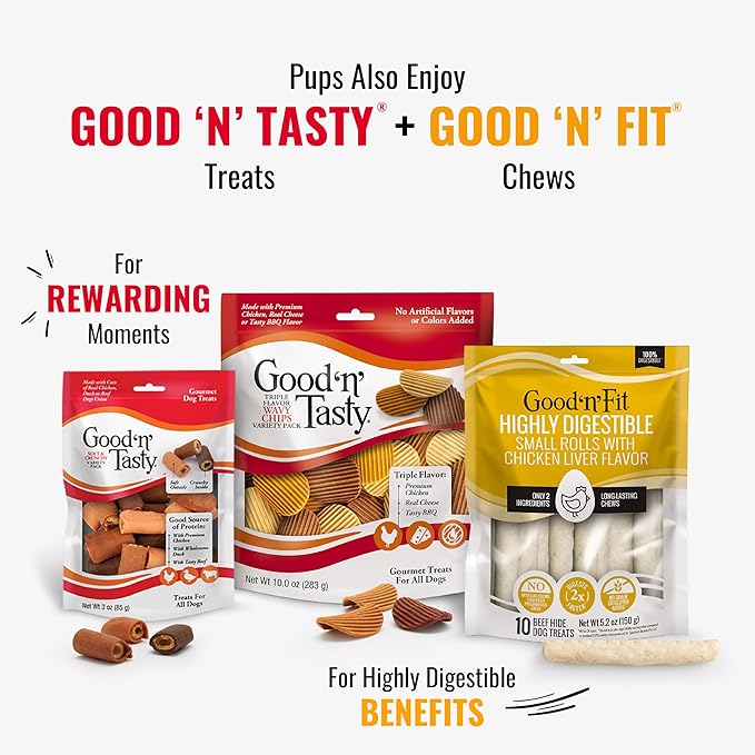 Good ‘n’ Fun Triple Flavor Kabobs Chews for All Dogs, 48 Ounces, Treat Your Dog to Long-Lasting Chews Made from Beef Hide, Real Chicken, Pork Hide, Duck and Chicken Liver