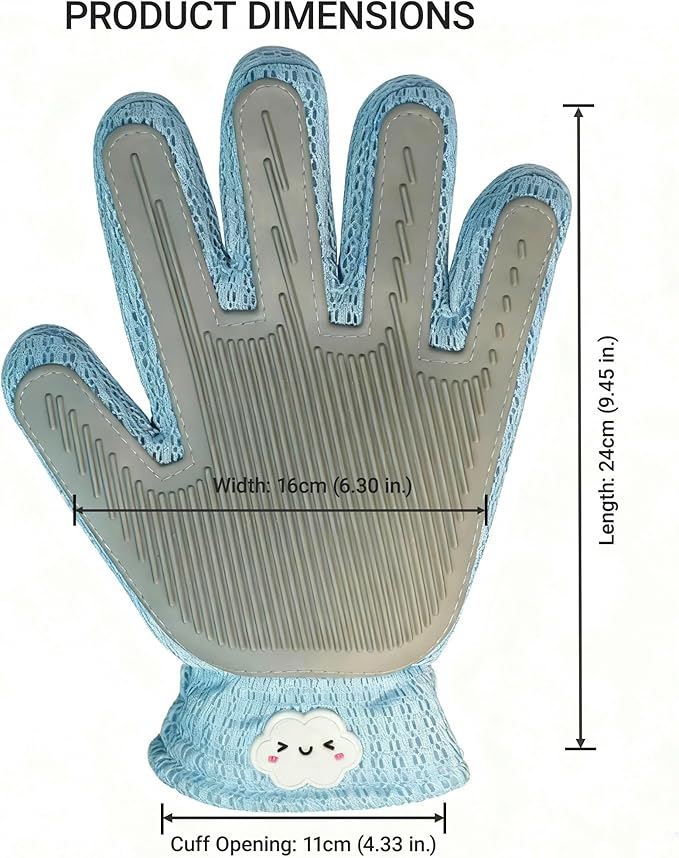 Gentle Pet Grooming Gloves - Efficient Cat & Dog Brush for Shedding - Hair Remover and Deshedding Tool for Long or Short Haired Pets - Great for Bathing & Massage