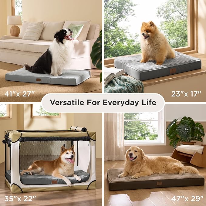 Bedsure Dog Beds Large Sized Dog- Orthopedic Pet Beds for Crate with Removable Machine Washable Cover, NOT Waterproof Egg Crate Foam Puppy Pad, Suitable for Pet Up to 50 lbs, 35"x22"