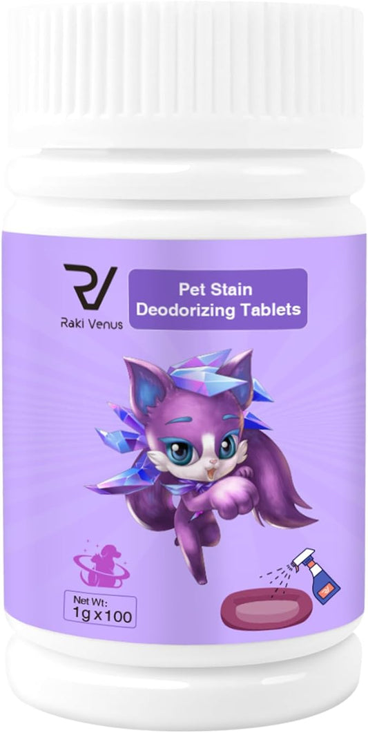 Kennel and cat bed Stain Removers Pet Stain Deodorizing eliminating residual pet urine odors on carpets, floors, and wall corners 100Tablets