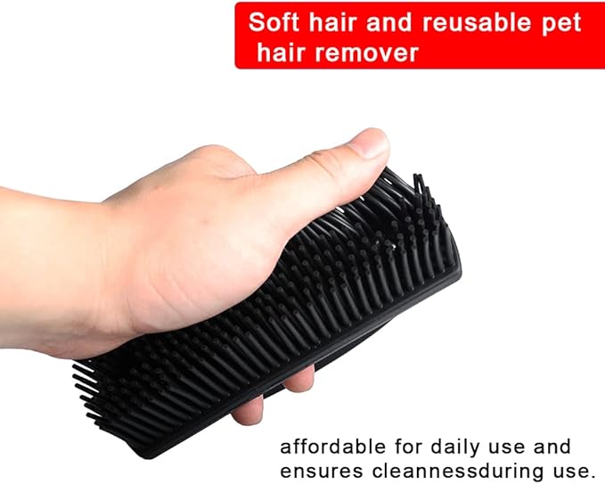 Rubber Pet Hair Removal Brush Lint & Cat Dog Hair Remover Brush Pet Silicone Lint and Debris Remover for Cleaning, Grooming, Home,Black