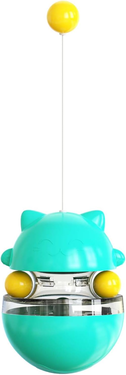 YILEAITECH Cat Toy for Indoor Cats Wobble KittenTreat Dispensing Ball Food Dispenser Puzzle Slow Feeder Balls Kitty Stimulating Indoor Interactive Brain Game Toys Gift (Blue)
