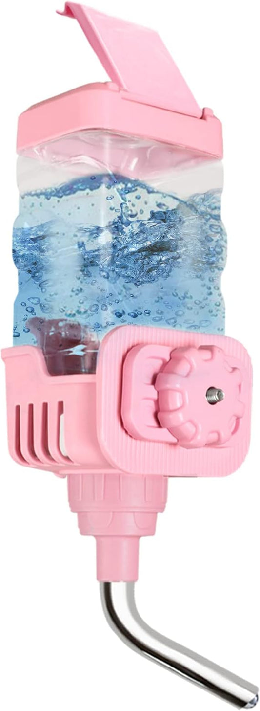 Vannon Small Animal Water Dispenser for Cage, 30oz Auto Feeding Crate Water Bottle for Rabbit, Chinchilla, Ferret, Guinea Pig, Squirrel, Hedgehog, Pet Nozzle Diameter: 10mm, BPA Free, Pink