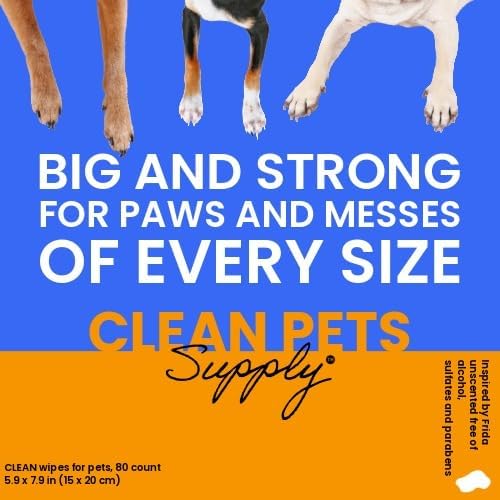 Unscented Pet Cleaning Wipes 80 Count No frangrance, Grooming Wipes for Dogs and Cats