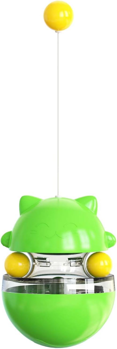 YILEAITECH Cat Toy for Indoor Cats Wobble KittenTreat Dispensing Ball Food Dispenser Puzzle Slow Feeder Balls Kitty Stimulating Indoor Interactive Brain Game Toys Gift (Green)