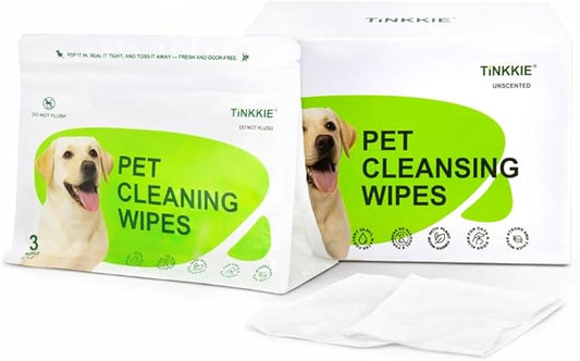 Pet Wipes for Dogs & Cats, Individually Wrapped Dog & Cat Wipes for Paws, Face & Body, Alcohol-Free Pet Grooming Wipes, 8"×8", 60 Count (20 Travel Packs)