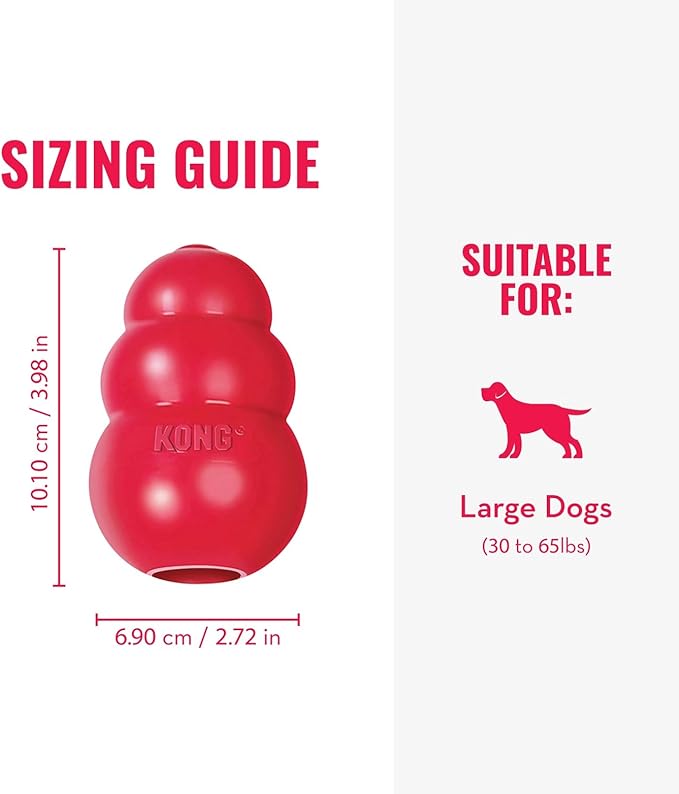 KONG Classic Stuffable Dog Toy - Fetch & Chew Toy for Dogs - Treat-Filling Capabilities & Erratic Bounce for Extended Play Time - Durable Natural Rubber Material - for Large Dogs