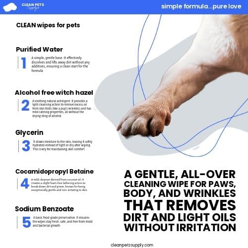 Unscented Pet Cleaning Wipes 80 Count No frangrance, Grooming Wipes for Dogs and Cats