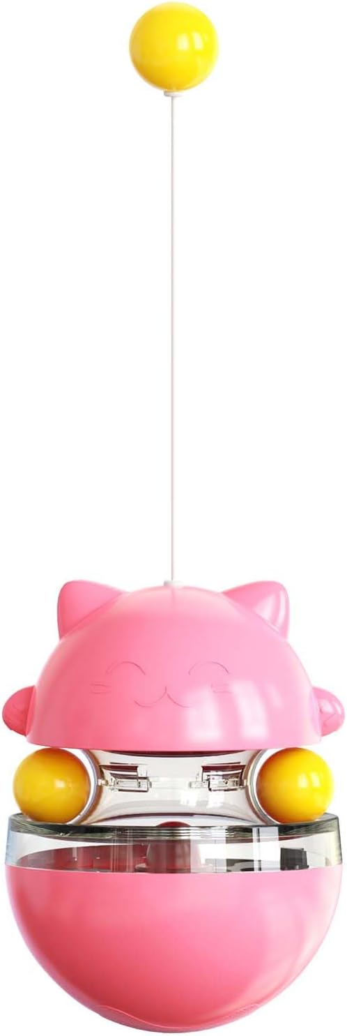 YILEAITECH Cat Toy for Indoor Cats Wobble KittenTreat Dispensing Ball Food Dispenser Puzzle Slow Feeder Balls Kitty Stimulating Indoor Interactive Brain Game Toys Gift (Pink)