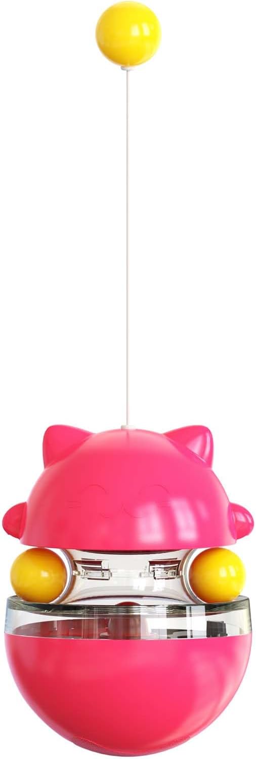 YILEAITECH Cat Toy for Indoor Cats Wobble KittenTreat Dispensing Ball Food Dispenser Puzzle Slow Feeder Balls Kitty Stimulating Indoor Interactive Brain Game Toys Gift (Rose Red)