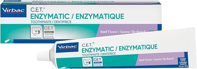 Virbac C.E.T.® Enzymatic Toothpaste| Tartar & Plaque Control for Fresh Breath | Pet Dental Care Toothpaste |Beef Flavor, 2.5 oz