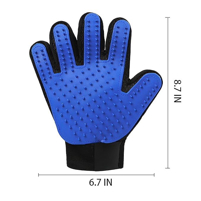 2-Piece Cat and Dog Grooming Set with a pair of grooming gloves and a shedding brush for shedding, bathing, brushing, removing undercoat and reducing shedding easily (Red)