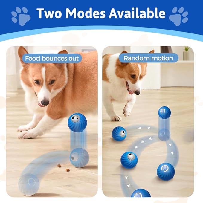 Zoomie Buddy 2.0 Smart Touch Interactive Dog Toys, 2 in 1 Interactive Dog Balls ＆ Pet Feeder, DogsTrack Food Leaking Ball, New TPU Automatic Rolling Ball for Dogs with Fruit Plush Cover (2PC Mix)