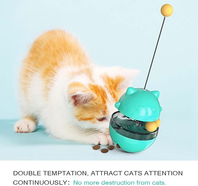 YILEAITECH Cat Toy for Indoor Cats Wobble KittenTreat Dispensing Ball Food Dispenser Puzzle Slow Feeder Balls Kitty Stimulating Indoor Interactive Brain Game Toys Gift (Blue)