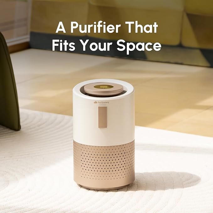 PetSnowy Air Purifier for Pets, Advanced TiO2 Odor Removal,320-540 ft² Coverage, TVOC Air Quality Detection, H13 Filter with Magnetic Replacement, Quiet 18-64dB