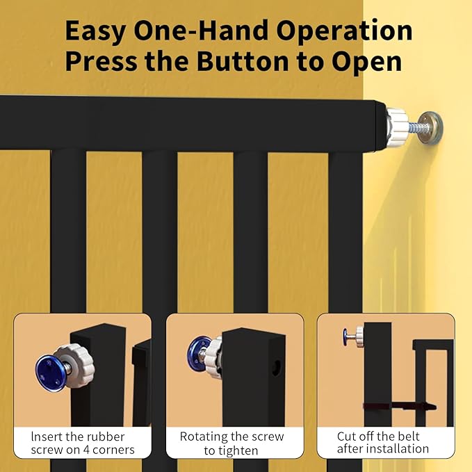 55.1 inch Extra Tall Pet Gate, Extra Wide 29.92"- 48.03" Adjustable Dog Gates, Pressure Mounted Walk Through Swing Safety Tall Cat Gate for Doorways, Stairs, Kitchen(Black)