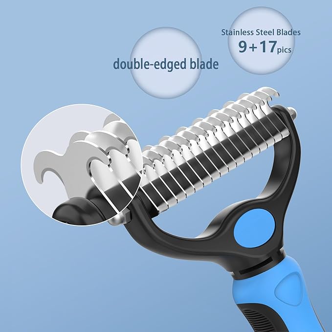 2-Piece Cat and Dog Grooming Set with a pair of grooming gloves and a shedding brush for shedding, bathing, brushing, removing undercoat and reducing shedding easily (Red)