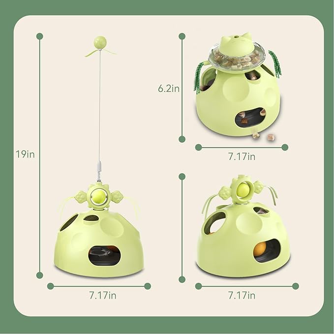 Crazydeer Interactive Cat Toy for Indoor Cats, 4-in-1 Modular Design with Treats Puzzle Slow Feeder, Cat Teaser Wand, Ball Maze & Spinning Ball | Kitten Enrichment Toys for Indoor