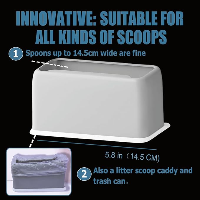 2025 Latest 5-In-1 Cat Litter Scooper with Holder, Metal Cat Litter Scoop Deep Shovel Kitty Poop Scooper Stand for Litter Box, Fast Sifting Kitty Poop Scooper Caddy Poop Scooper Stand (Multicolor-B)