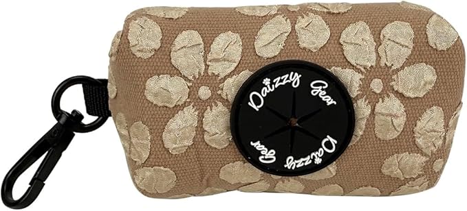 Small Dog Collar and Harness Set – No Pull, All-Weather, Breathable Harness & Leash Set with Collar, Bandana, Sailor Bow & Poop Bag Holder – Adjustable & Soft - Cocoa Bloom on Jacquard Fabric